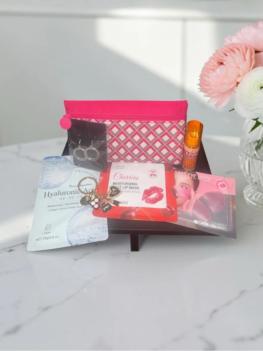 Ipsy Pink Cosmetic Zip Pouch with Makeup, Skincare & More NEW